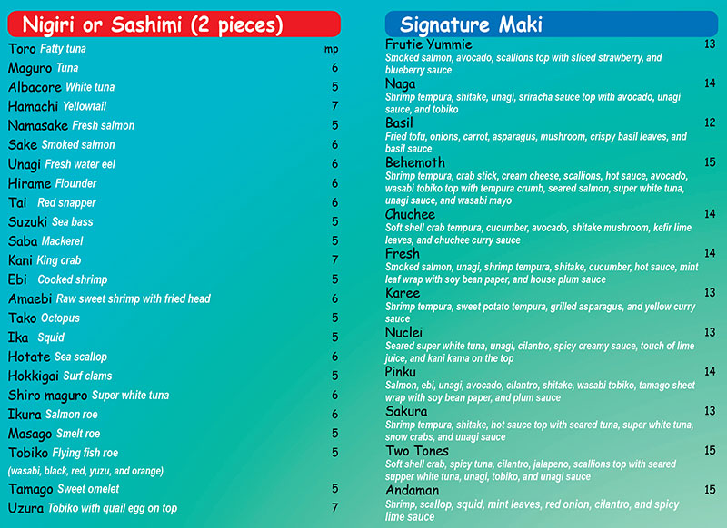 menu